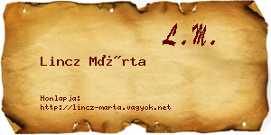 Lincz Márta névjegykártya