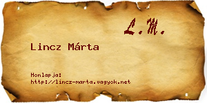 Lincz Márta névjegykártya